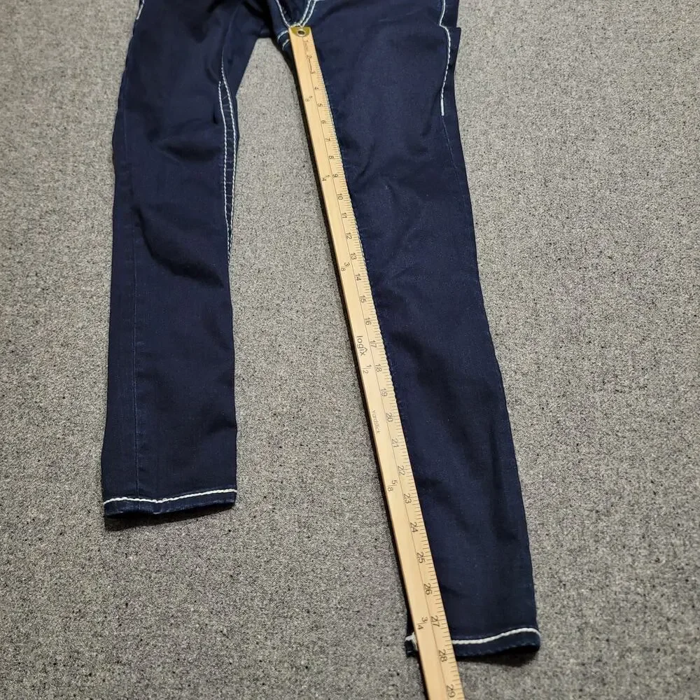 True Religion Jeans Women 25 Blue Jennie Curvy Skinny Chunky Stitch Streetwear